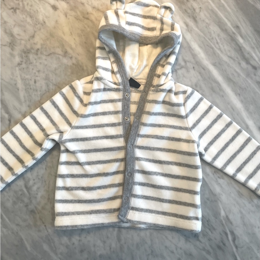 BabyGap grey and white terry snap up sweatshirt - like new!